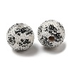 Spray Painted Wood European Beads with Rhinestone RESI-C038-03I-1