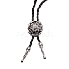 Engraved Flat Round Laria Necklace for Men Women NJEW-WH0011-15AS-2