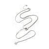 304 Stainless Steel Round Shell Pearl Pendant Lariat Necklaces for Women NJEW-U031-03P-2