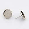 Tarnish Resistant 304 Stainless Steel Flat Round Stud Earring Settings STAS-N019-21-14mm-1