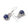 Natural Dyed Lapis Lazuli Gourd Dangle Earrings with Crystal Rhinestone EJEW-A092-04P-10-3