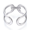 Non-Tarnish 304 Stainless Steel Oval Open Cuff Ring RJEW-N040-14-3