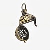 Vintage Filigree Round Brass Cage Pendants KK-D389-13AB-2