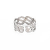 304 Stainless Steel Wave Wrap Open Cuff Ring for Women RJEW-S405-243P-2