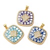 Oval with Star Brass Micro Pave Cubic Zirconia Pendants KK-K385-57G-1