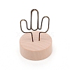 Flat Round Schima Wood Name Card Holder Base AJEW-WH0240-99-1