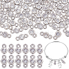 60pcs 2 Styles Brass Pave Clear Cubic Zirconia Flat Round Connector Charms KK-AR0001-81-1
