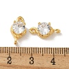 Brass Clear Cubic Zirconia Connector Charms KK-R210-13G-3