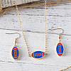 Rugby Zinc Alloy Enamel Pendant Necklaces & Dangle Earrings Sets FS-WGFCE0C-04-1