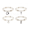 ABS Plastic Imitation Pearl  & Rhinestone Beaded Stretch Bracelet with Alloy Charm for Women BJEW-JB08526-1