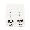 Glass Seed Braided Skull Dangle Earrings EJEW-B012-12-4