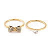 Bowknot 304 Stainless Steel Finger Ring Set for Women RJEW-C086-09-G-2