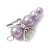 Pearlized Glass Pearl Bead Pendants PALLOY-JF03204-05-5