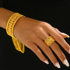 Vintage Middle Eastern Alloy Hollow Bracelet and Ring Set for Wedding FS3681-4