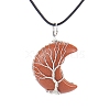 Synthetic Goldstone Crescent Moon Pendant Necklaces PW-WG70010-01-1