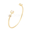 Brass Pave Clear Cubic Zirconia Oval Open Cuff Bangles for Women BJEW-S147-23G-1
