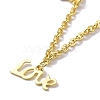 201 Stainless Steel Tree & Tower & Word Love Charms Bracelet with 304 Stainless Steel Chains for Women BJEW-C019-26G-2