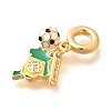 Brass Cubic Zirconia Map & Football European Dangle Charms KK-U048-01G-01-2