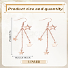 1 Pair Brass Star Tassel Dangle Earrings EJEW-LP0007-113RG-2