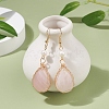 Natural Rose Quartz Teardrop Dangle Earrings with Natural Pearl EJEW-JE04850-05-2