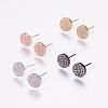 Brass Micro Pave Cubic Zirconia Stud Earrings EJEW-F125-06-1