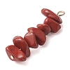 Gradient Color Natural Rhodonite & Natural Red Jasper & Natural Strawberry Quartz Chip Beaded Pendants PALLOY-JF02795-06-4