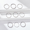 ANATTASOUL 9Pcs 9 Style Leaf & Wave & Simple Thin Titanium Steel Finger Rings Set for Men Women RJEW-AN0001-11-7