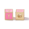 Rack Plating Brass Enamel Beads KK-B060-04G-05Y-1
