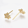 Brass Cubic Zirconia Stud Earring Findings KK-S350-036G-2