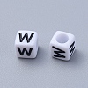 Acrylic Horizontal Hole Letter Beads PL37C9308-W-3