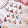 14Pcs Glass Flower Leaf Pendant Decoration HJEW-JM02786-1