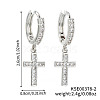 Shiny Brass Pave Cubic Zirconia Cross Hoop Earrings LO7750-2-1