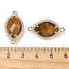 Natural Tiger Eye Faceted Horse Eye Connector Charms G-G181-07G-07-3