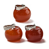 Natural Carnelian(Dyed & Heated) Apple Charms with Brass Snap on Bails G-L614-D02-1