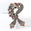 Sikl Ribbon Alloy Rhinestone Brooches for Backpack Clothes PW-WG0CC15-01-2