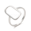 304 Stainless Steel Hollow Rectangle Adjustable Ring for Women RJEW-M149-31P-3