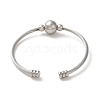 304 Stainless Steel Round Beaded Cuff Bangles BJEW-P310-03P-2