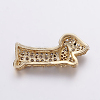 Brass Micro Pave Cubic Zirconia Puppy Pendants ZIRC-G125-35-3