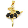 Rack Plating Brass Micro Pave Cubic Zirconia Pendants KK-G513-94G-03-1