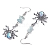 Halloween Alloy Resin Spider Pendants & 304 Stainless Steel Dangle Earrings for Women EJEW-JE06233-4