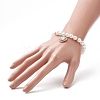 Acrylic Pearl Round Beaded Stretch Bracelet with Alloy Rhinestone Heart Charms for Women BJEW-JB09232-01-5