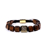 Natural Tiger Eye Braided Bead Bracelets for Men PW-WG045CA-04-1