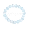 Round Natural Selenite Beaded Stretch Bracelets BJEW-L694-002B-01-2