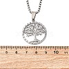 304 Stainless Steel Tree of Life Pendant Box Chain Necklaces for Men NJEW-S440-16P-3