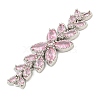 Brass Pave Pink Cubic Zirconia Flower with Leaf Links Connector Charms KK-P277-52P-02-2