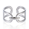 Non-Tarnish 304 Stainless Steel Oval Open Cuff Ring RJEW-N040-14-2