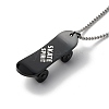 304 Stainless Steel Skateboard with Word Skate Spirit Pendant Necklace NJEW-M188-01EB-2
