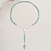 Synthetic Turquoise Rosary Bead Necklaces QO6438-7