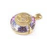 Brass Micro Pave Cubic Zirconia with Glass Pendents KK-Q815-07G-2