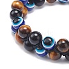 4Pcs 4 Style Natural Eyeless Obsidian & Mixed Gemstone & Resin Evil Eye Braided Bead Bracelets Set BJEW-JB08840-5